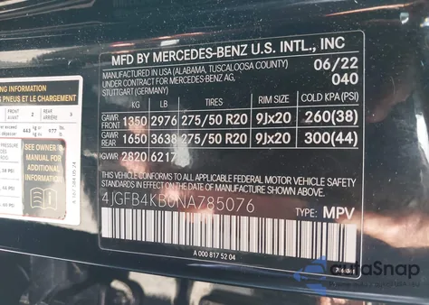 2022 Mercedes-Benz Gle 350 4Matic from USA, damaged, VIN 4JGFB4KB0NA785076